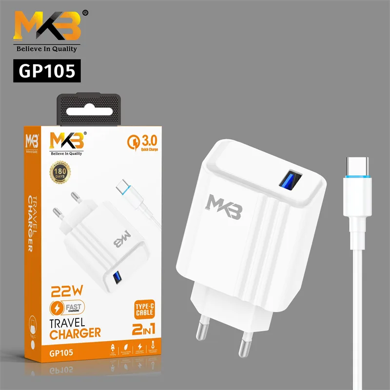 MKB GP105 – 22W TYPE C, USB 2IN1 TRAVEL CHARGER AND FAST CHARGING