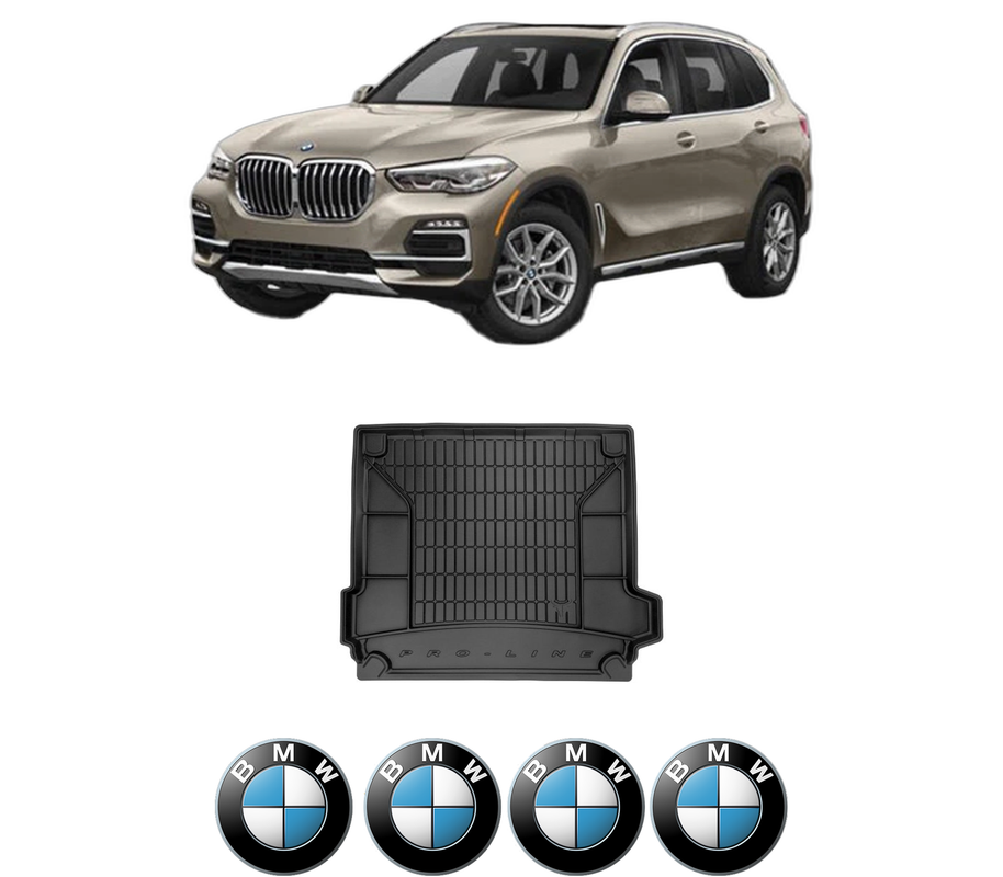 Tavita Portbagaj BMW Seria X5 (G05, F95) din 2018-2023, Protectie Portbagaj Auto, 4x Stickere auto cu BMW