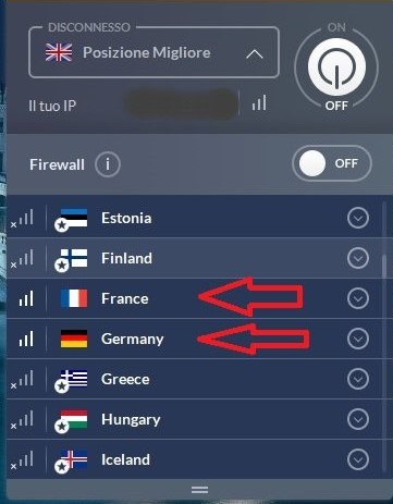Windscribe scelta del server