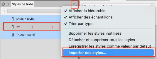 importer un style