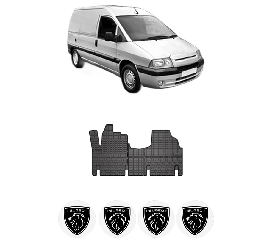 Set covorase presuri PEUGEOT EXPERT Van (222) din 1996-2006, auto, din cauciuc thermoplastic, 4 Stickere auto cu PEUGEOT
