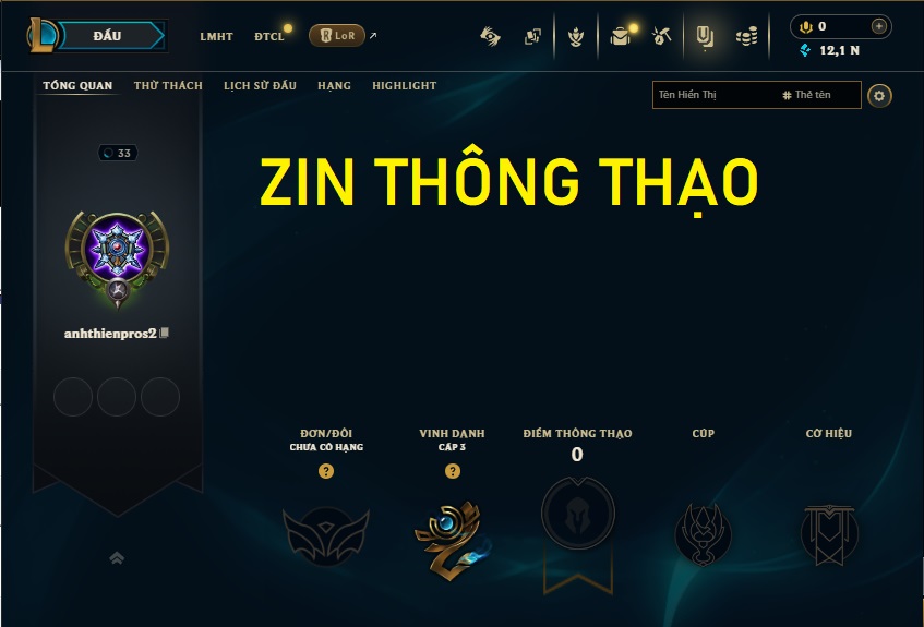 Acc LMHT # - Không Khung