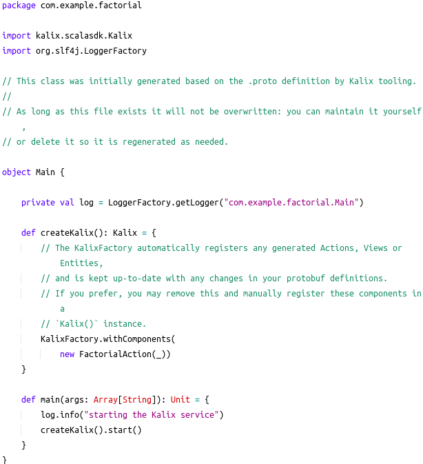 Registering the action