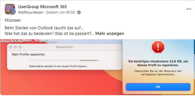 Outlook will Speicher