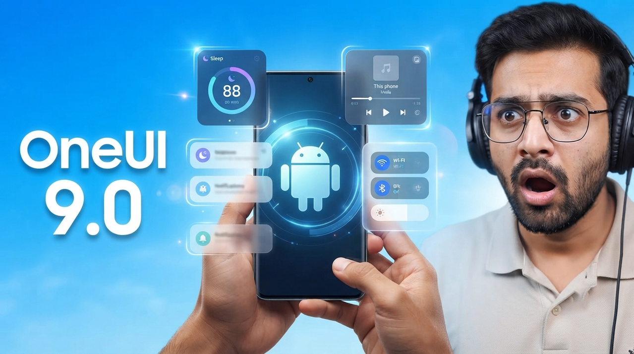 Result of: OneUI 9.0 Android Tech YouTube Thumbnail AI Prompt | High CTR Design