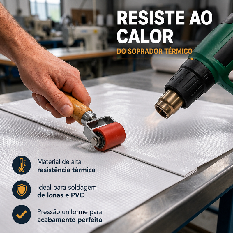 Silicone roller for use with a hot air gun on PVC fabric