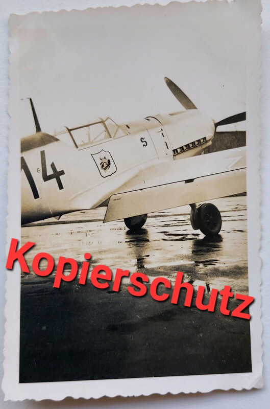 Orig. Foto Flugzeug Me 109 Jäger - Staffelabzeichen Jaggeschwader Teufelskopf
