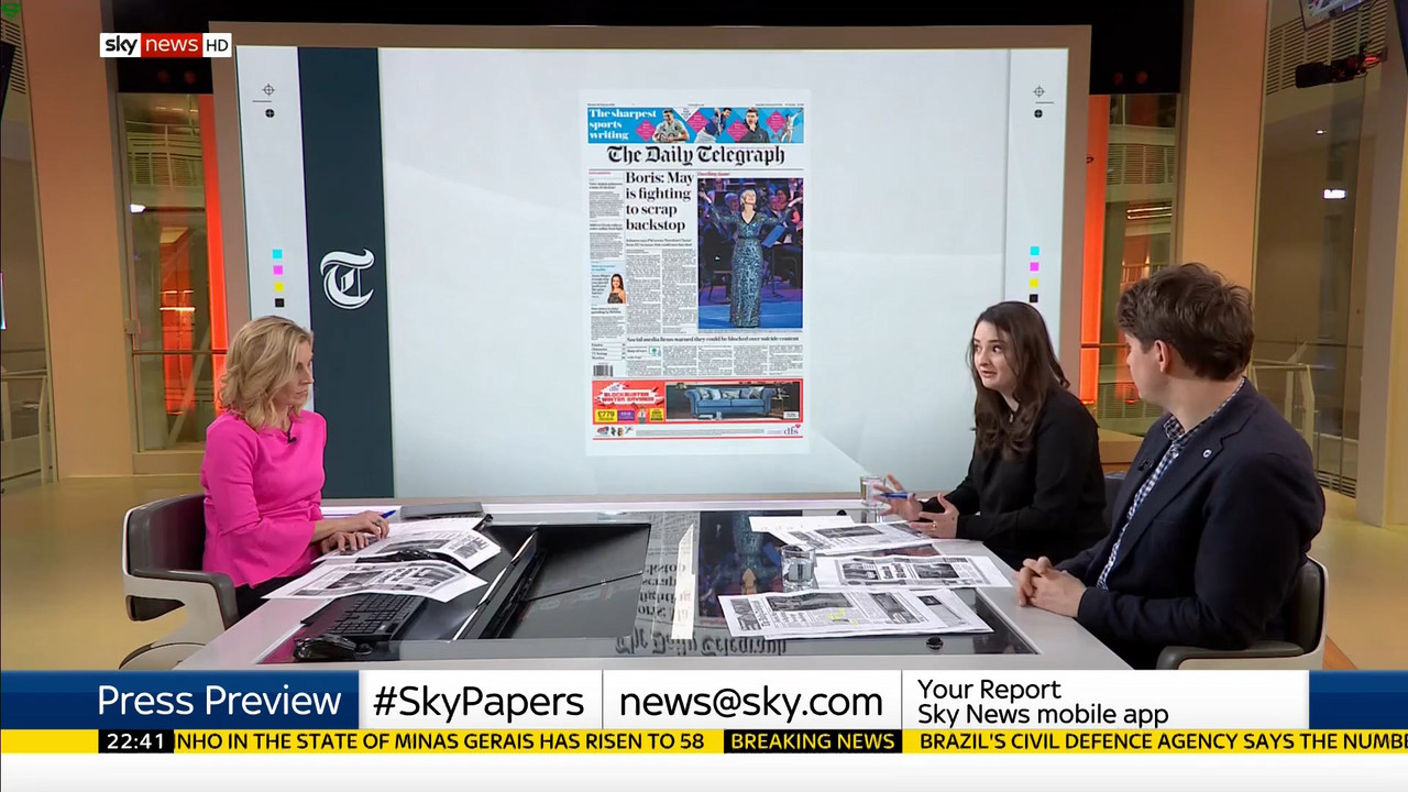 27 January - 22.00.00 - Sky News At 10. Anna Jones with the main