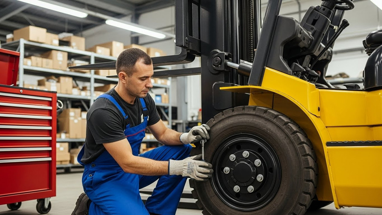 Установка новых запчастей при обслуживании спецтехники