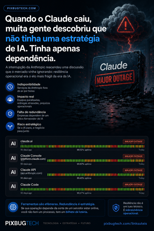 Quando o Claude caiu, muita gente descobriu que não tinha uma estratégia de IA. Tinha apenas dependência.