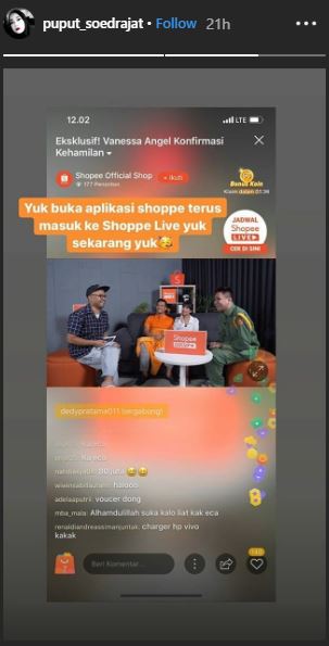 Unggahan selamat dari Puput Soedrajat untuk Vanessa Angel dan Bibi Ardiansyah.

