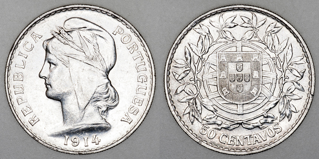 Las monedas de plata de la I República Portuguesa (1910-1926). PAS6322b