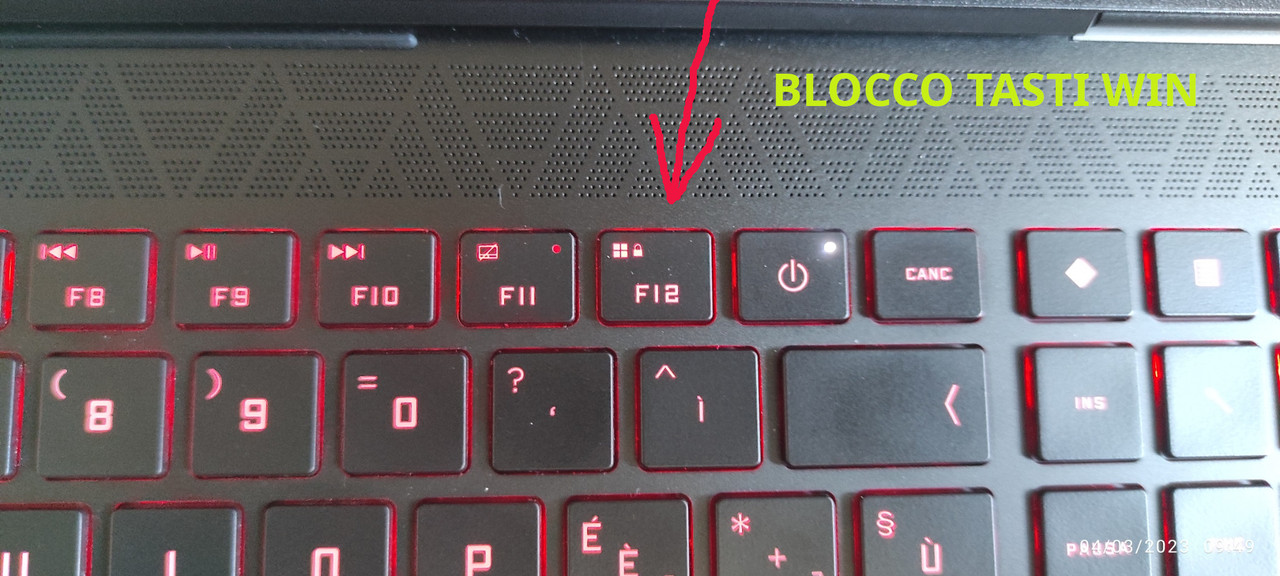 WIN Lock KEY Tastiera HP Omen Gaming