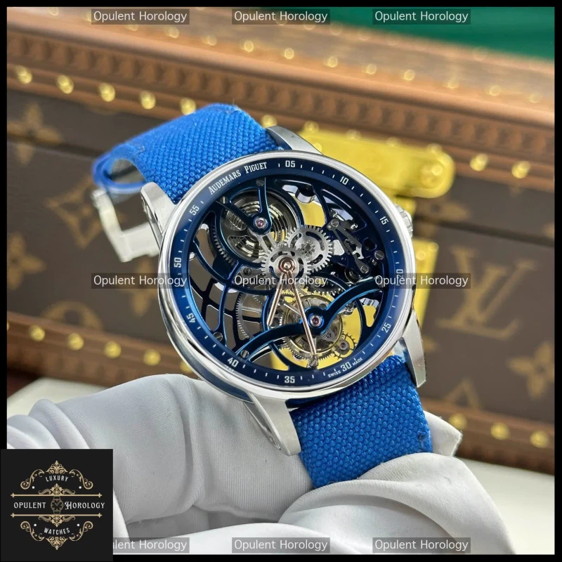 Audemars Piguet Tourbillon Openworked Replica Blue Dial 41mm Stainless Steel Watch