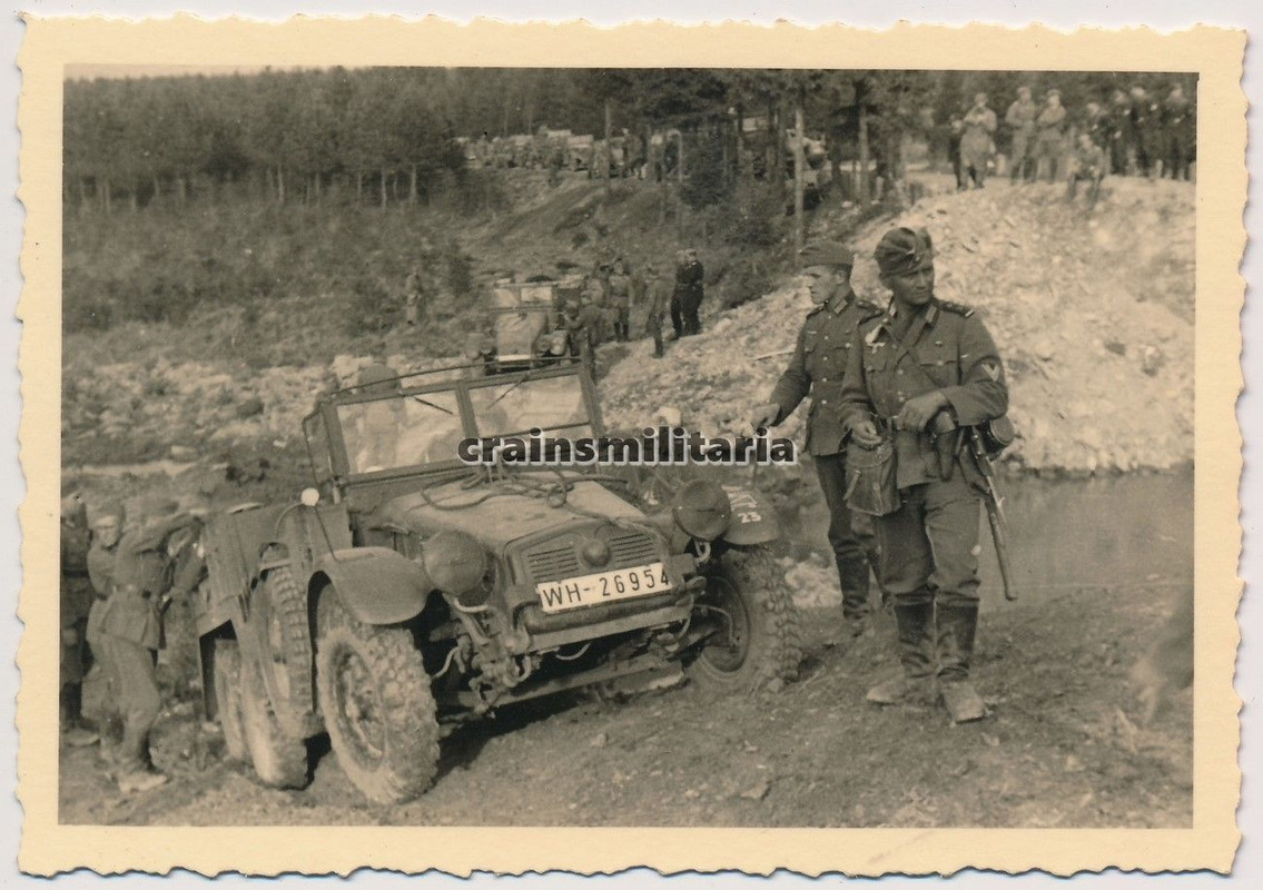 Orig. Foto Krupp Protze Lkw b. Notbrücke hinter 