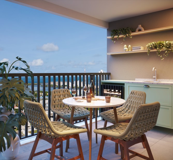 Varanda com vista urbana