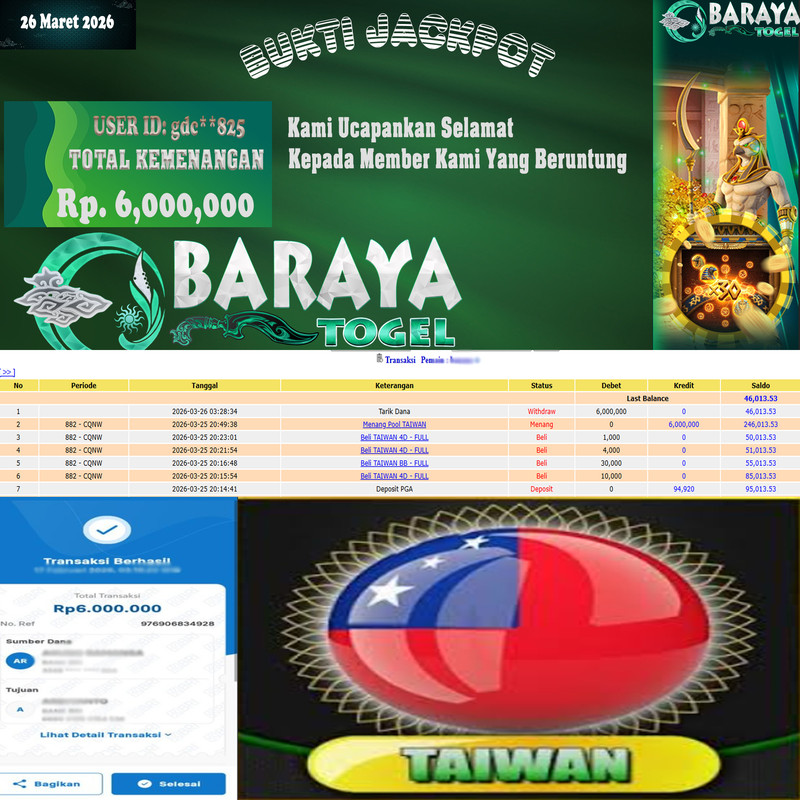 Rp. 6.000.000.- WD LUNAS DI BARAYATOGEL