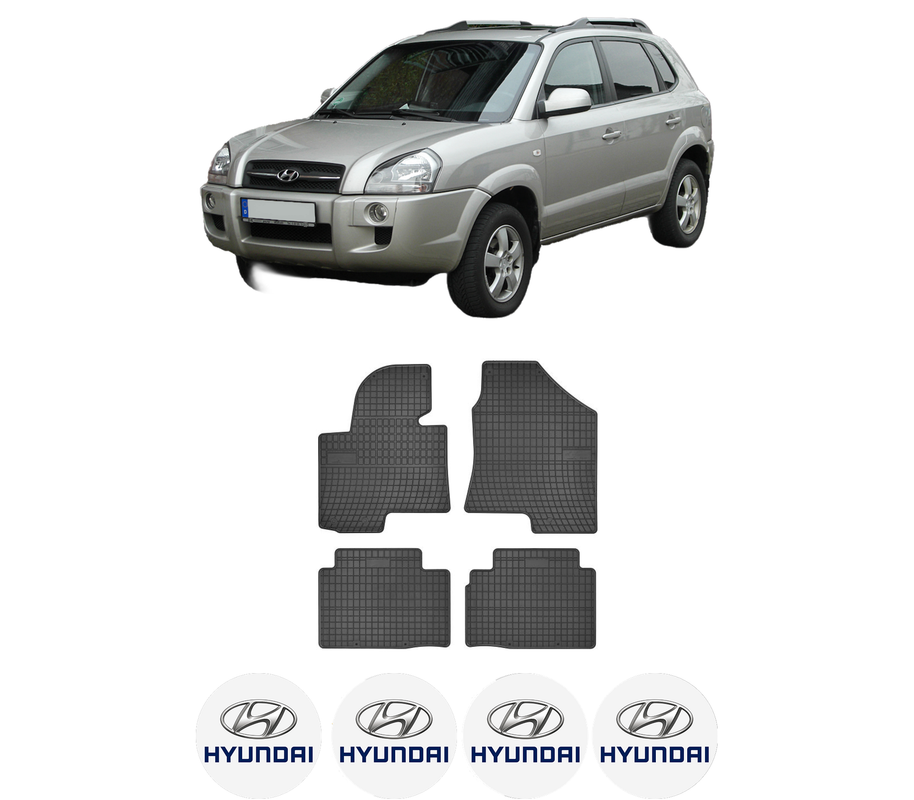 Set covorase presuri HYUNDAI TUCSON SUV Van (JM) din 2004-2010, auto, din cauciuc thermoplastic, 4 Stickere auto cu HYUNDAI