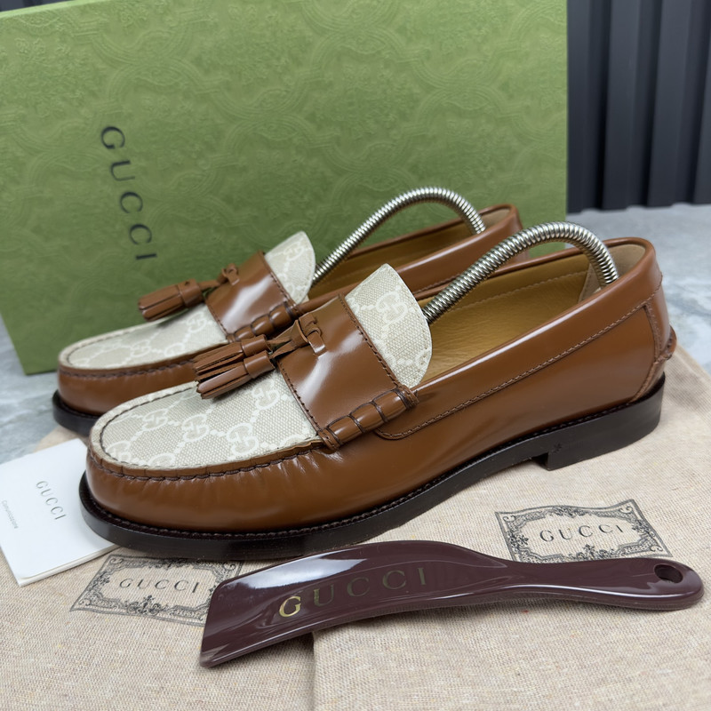 Black and Beige Millennial Ribot T.GG Supreme Gucci | Shoes | Gucci Brown Mens Loafers 386587 With Dustbag  main image 4