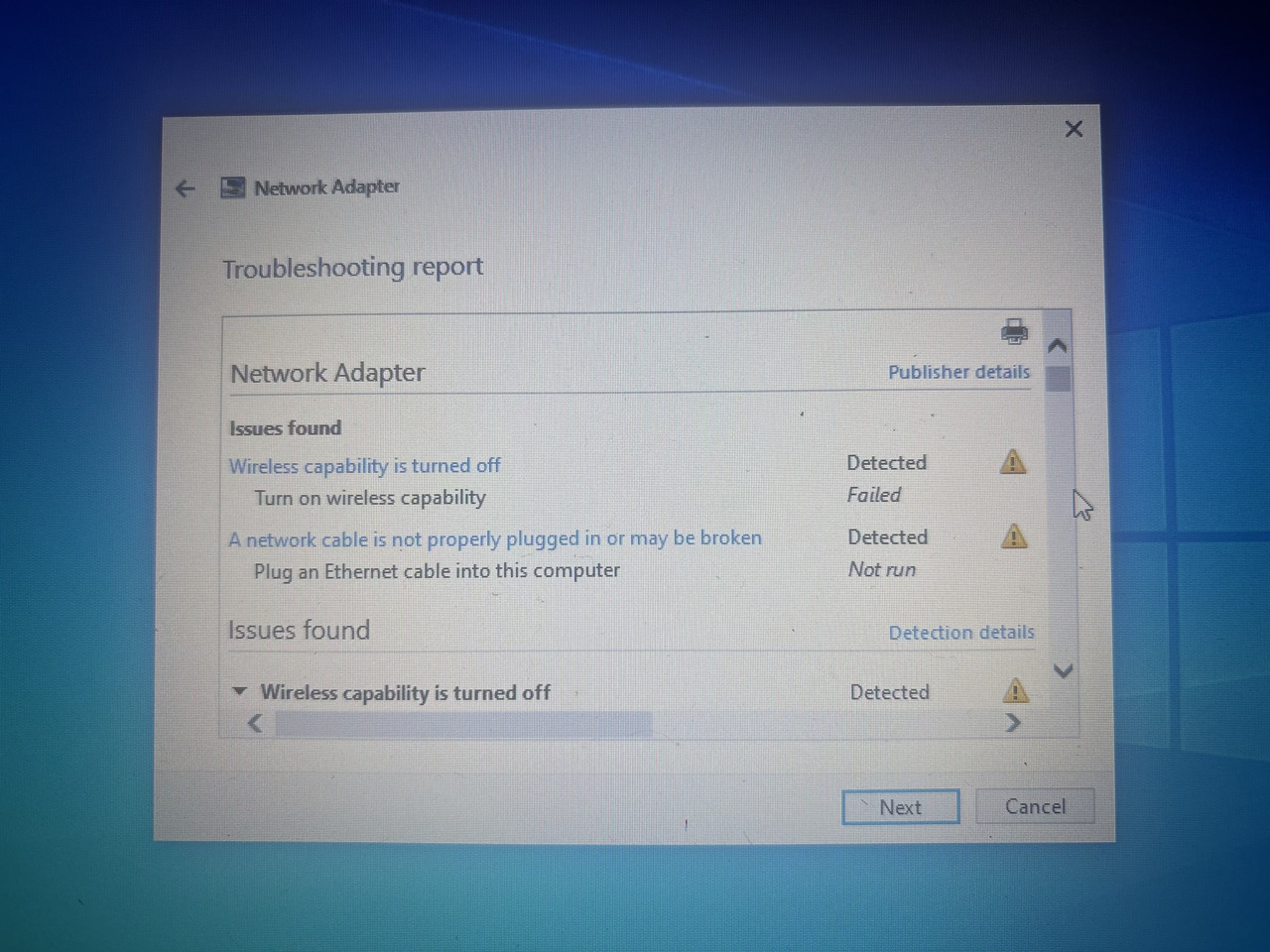 Wi-Fi troubleshooting — no internet (globe icon)