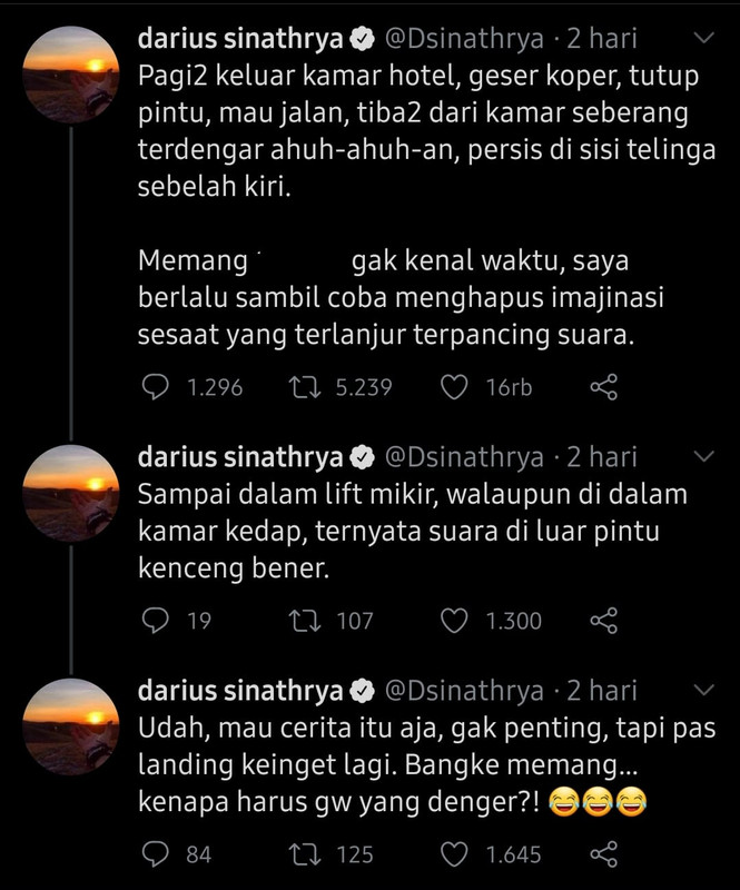 Cerita Darius Sinathrya mengiap di hotel jadi viral