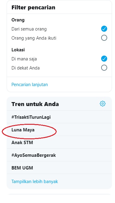 Nama Luna Maya trending di twitter