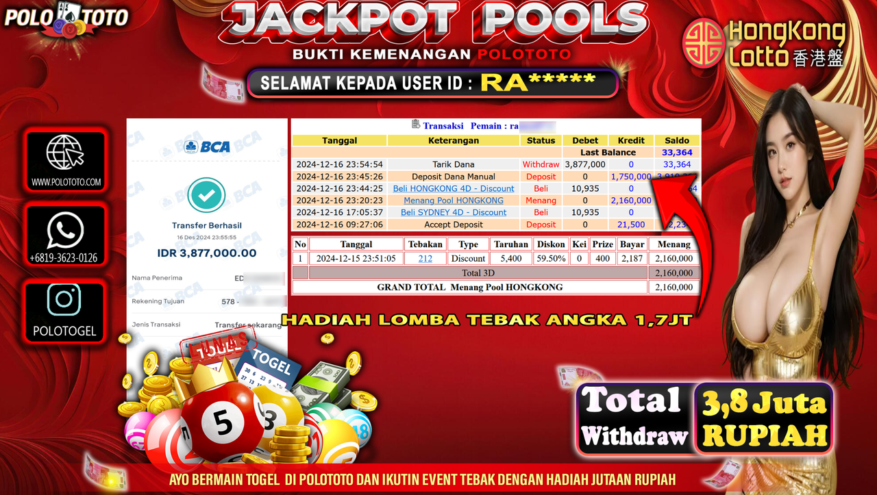 POLOTOTO JACKPOT TOGEL PASARAN HONGKONG Rp.3,877.000,-
