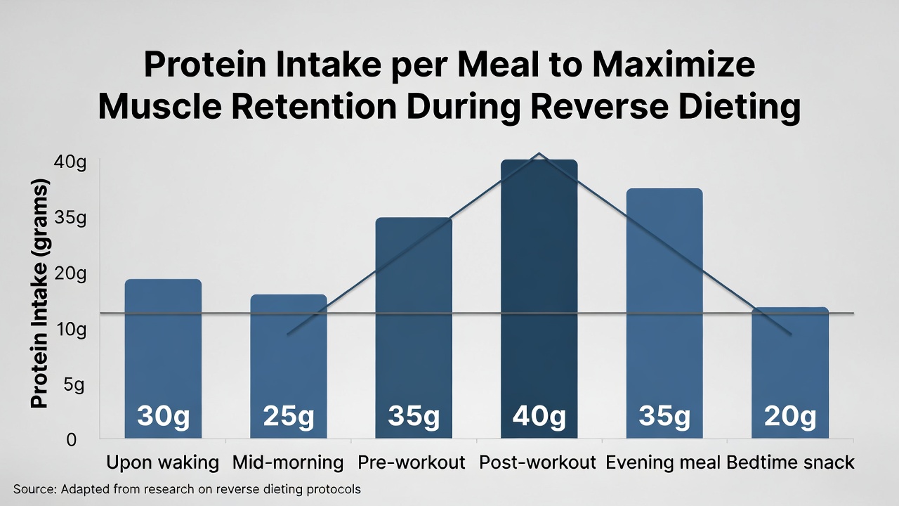 Chart illustrating protein intake per meal to maximize muscle retention during reverse dieting.