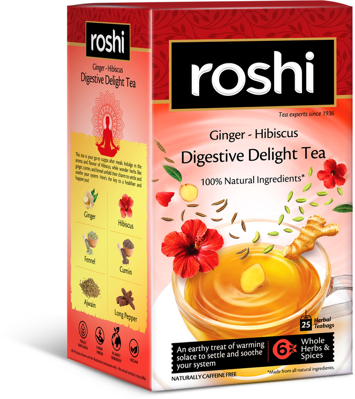 Roshi Digestive Delight Tea (Ginger, Hibiscus, Saunf and Ajwain)- 25Tbs