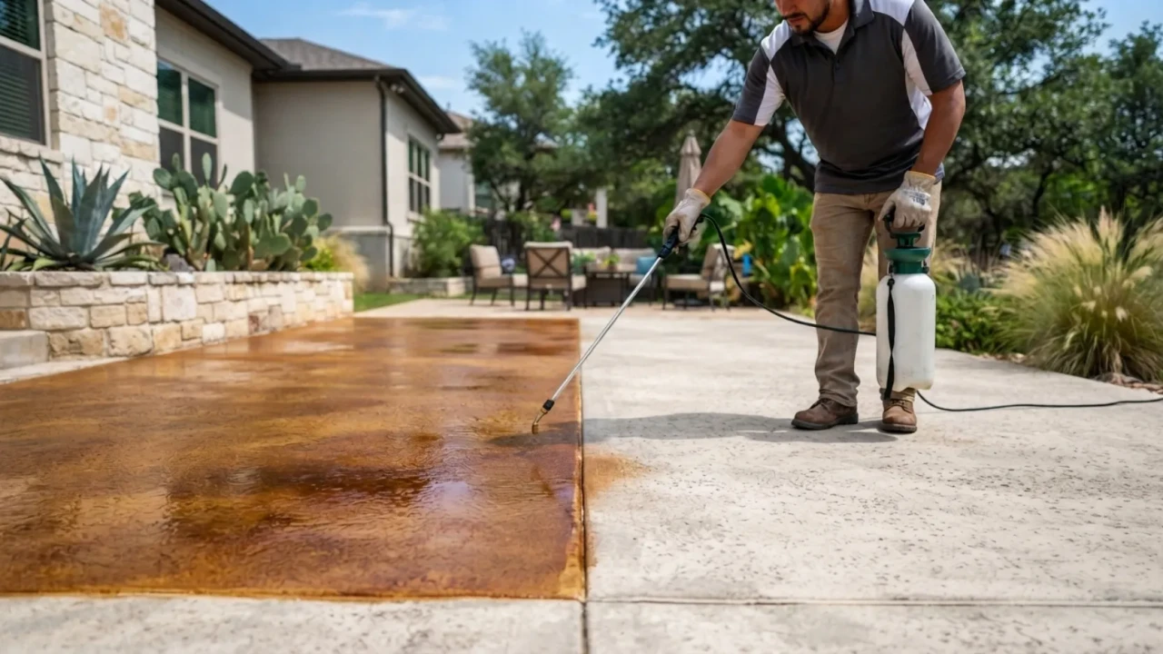 Concrete curing time before staining San Antonio TX