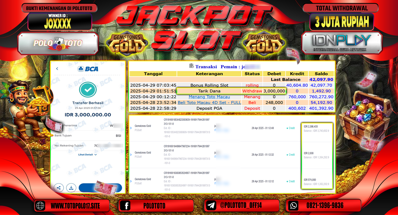 POLOTOTO JACKPOT SLOT GLORY OF ROME HB Rp.4.000.000,-
