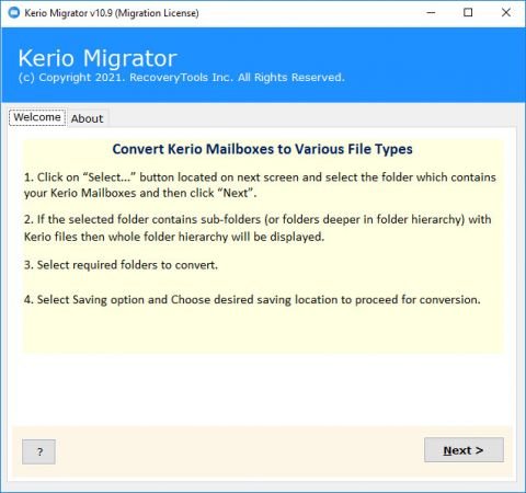 RecoveryTools Kerio Migrator v11.0