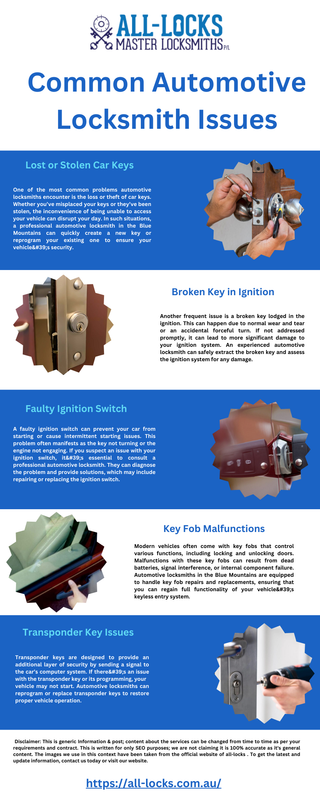 Common Automotive Locksmith Issues Infographic