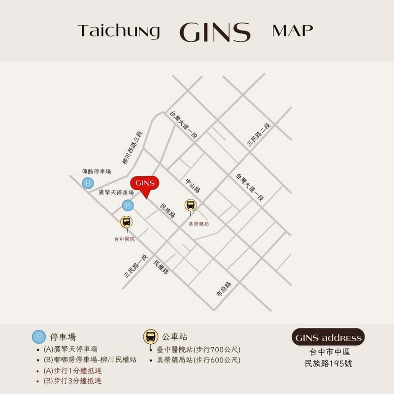GINS 店鋪位置