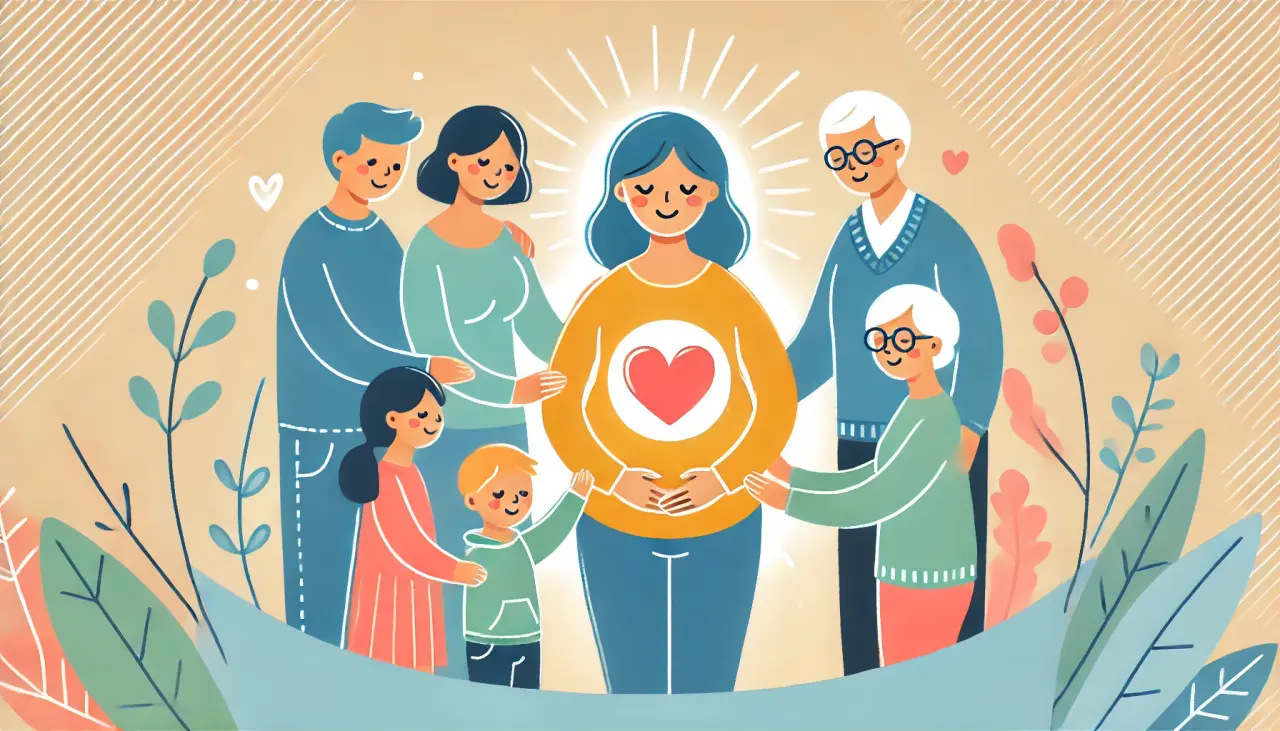 Supportive Family Around a Surrogate Mother
