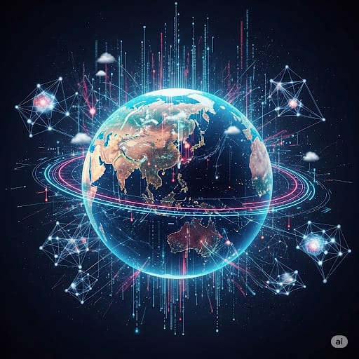 A dramatic depiction of the unpredictable power of nature alongside subtle digital overlays representing AI analysis.