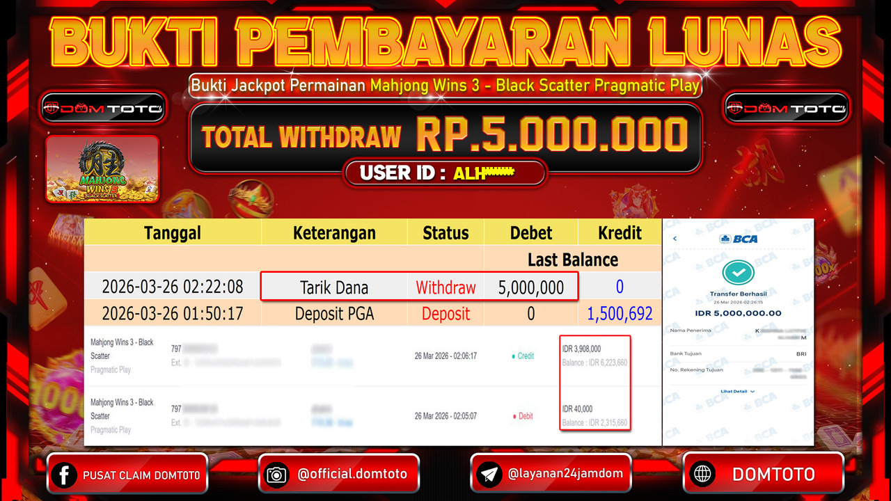 JACKPOT SLOT Mahjong Wins 3 - Black Scatter Pragmatic Play 26 MARET 2026