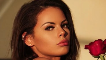 Katie Bell Red Bra Holding Red Rose Shows Massive Big Boobs XXX