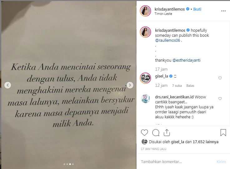 Buku karya Krisdayanti berisi kisah cintanya dengan Raul Lemos