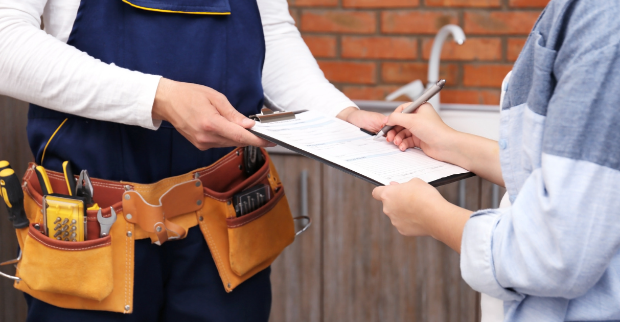 Independent contractor reviewing estimate