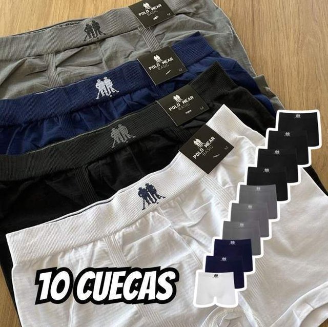Kit 10 Cuecas Boxer Masculinas Polo Wear Cores Variados