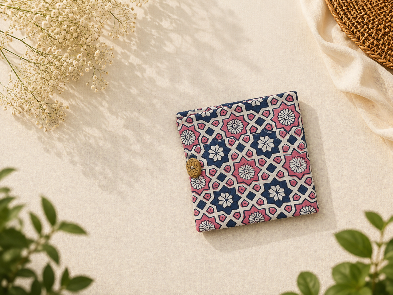 Handcrafted Fabric Sanitary Pad Pouch for Women | Reusable Period Essentials Organizer with Secure Closure
