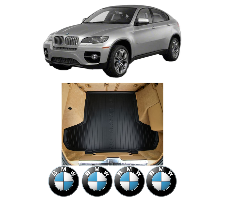 Tavita Portbagaj BMW Seria X6 (E71, E72) din 2007-2014, Protectie Portbagaj Auto, 4x Stickere auto cu BMW