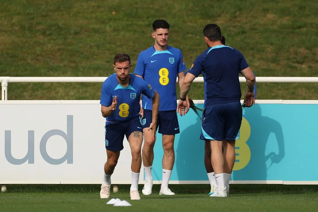 Henderson during the training with England