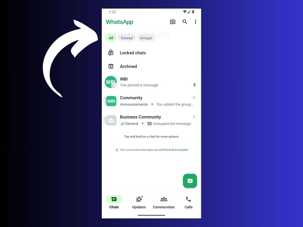 Filtro de conversas do WhatsApp. Imagem: WABetaInfo.