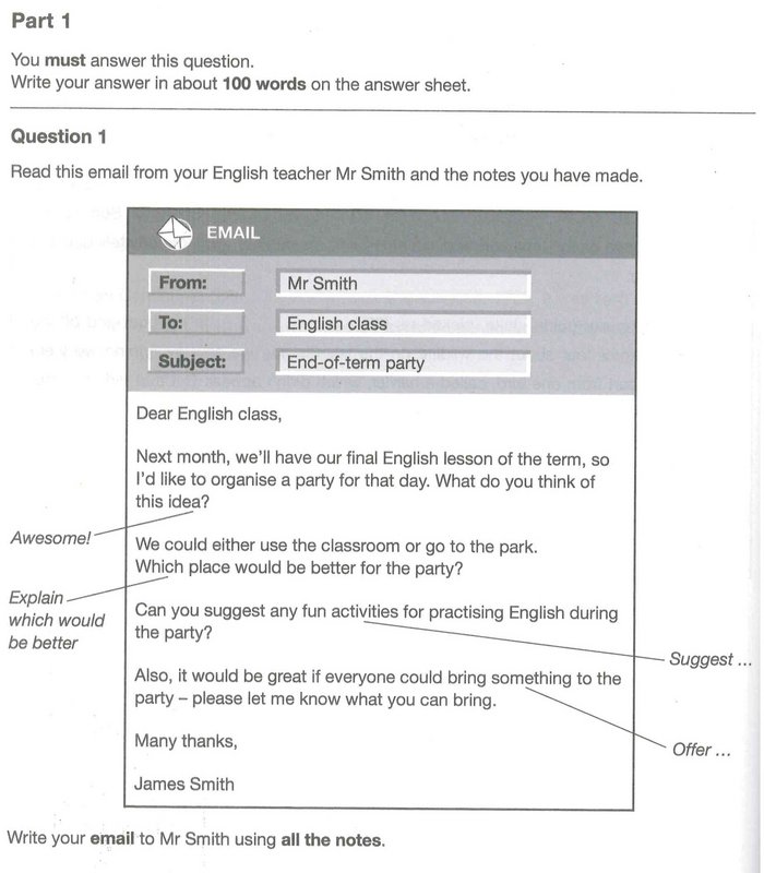 Writing b1 example email ejemplo para b1 pet cambridge