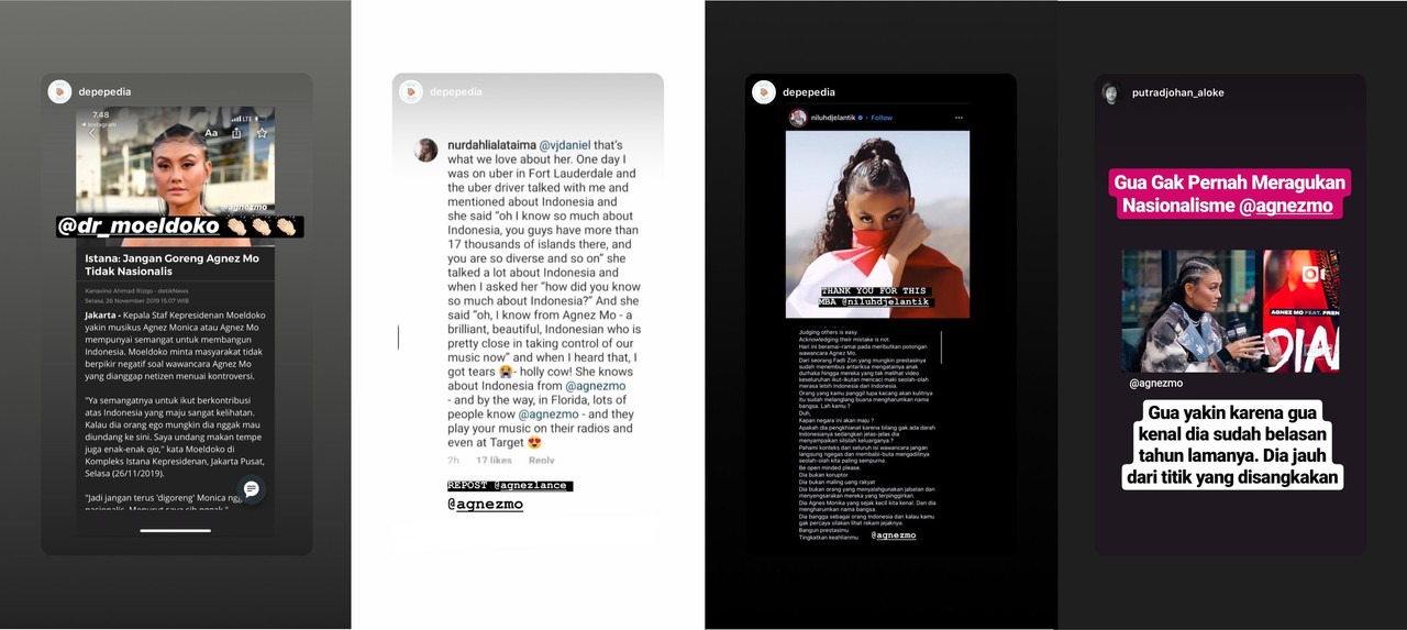 Dalam InstaStory-nya pelantun lagu Nanana ini juga mengunggah dukungan yang diberikan netizen kepadanya.