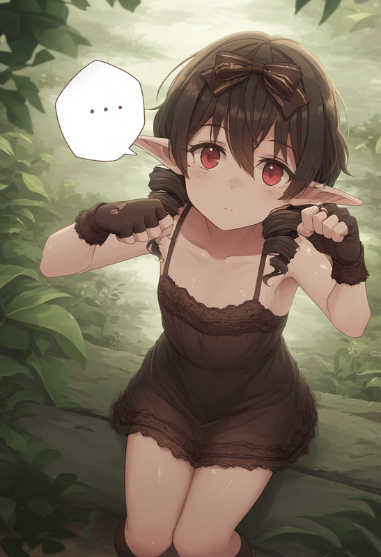 depth of field, 1girl, scenery, portrait, dark elf, pointy ears, red eyes, tarem s-3763510669