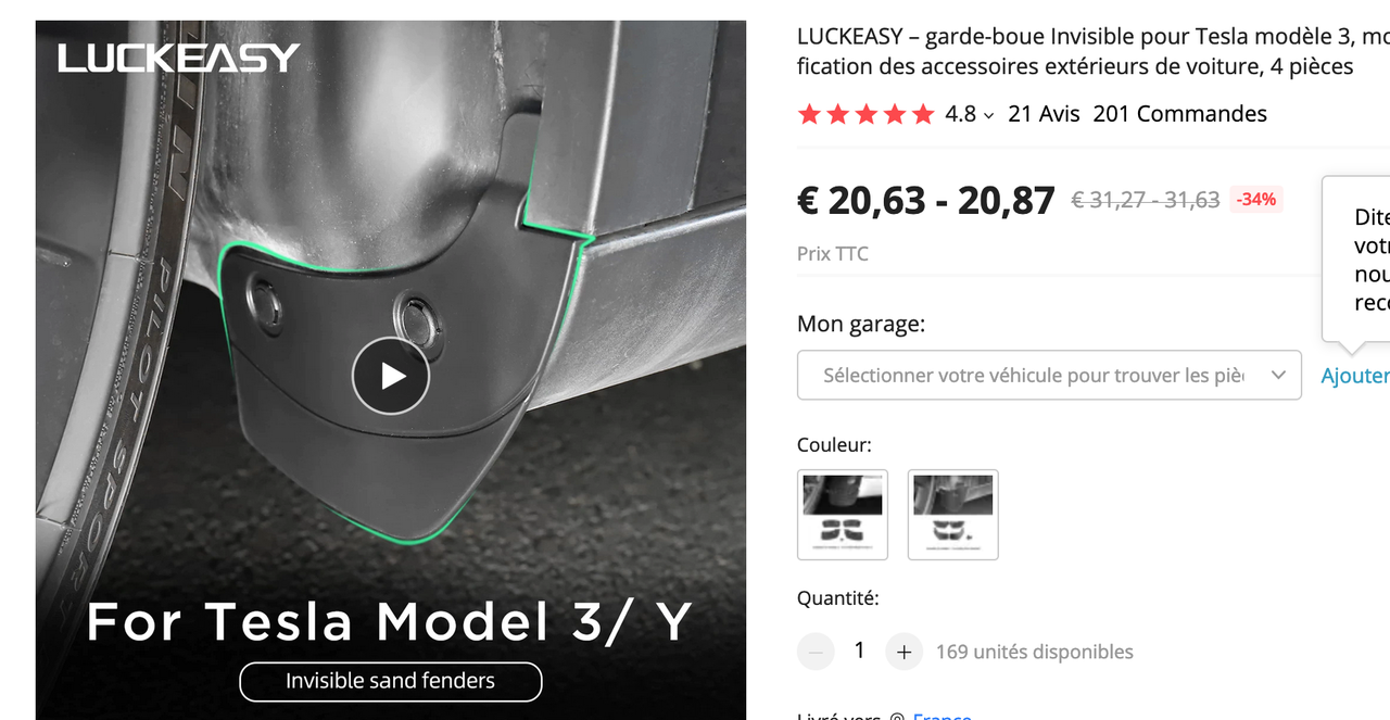 Installation des garde-boues pour Tesla Model 3 ou Model Y 