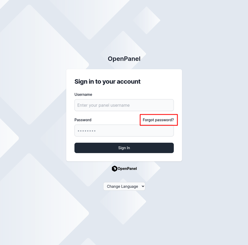 password reset link